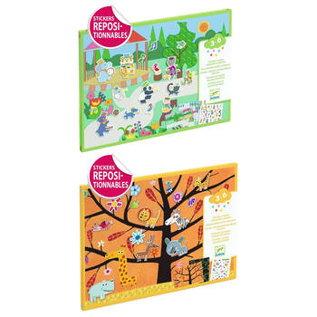 Djeco Fanfare/Tree Climb Reusable Puffy Stickers Kids Activity w/ 2 Backgrounds