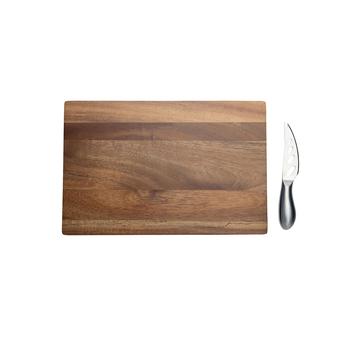 Euroline 18.5cm Acacia Wood Cheese Board w/Stainless Steel Knife Set - BRWN