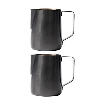2PK Euroline Stainless Steel PVD Milk Jug for Frothing Coffee Making 600ml Black