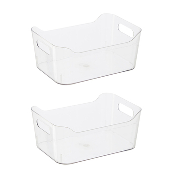 2PK Oggi 24cm Storage Bin Home Food Organiser w/ Handles - Clear