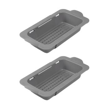 2PK Progressive Expandable Sink Colander Non-Slip Handles Food-Safe Kitchen Tool