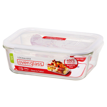 Lock & Lock 2L Euro Rectangular Borosilicate Glass Food Container - Clear