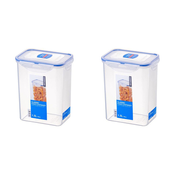 2PK LocknLock 1.8L Airtight Classic Rectangle Food Container Tall - Clear