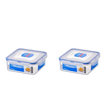 2PK LocknLock 870ml Airtight Classic Square Food Container Short - Clear