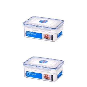 2PK LocknLock 2.3L Airtight Classic Rectangle Food Container Tall - Clear