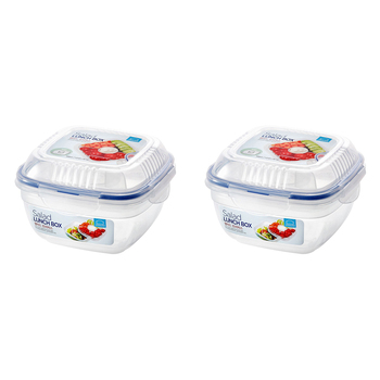 2PK LocknLock 950ml Classic Special Salad Stackable Lunch Box w/Divider - Clear