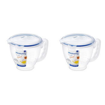 2PK LocknLock 1L Classic Airtight Measuring Cup w/ Flip Cap Lid - Clear