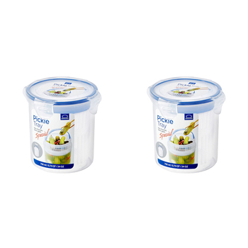 2PK LocknLock 700ml Classic Round Food Container w/ Draining Basket - Clear
