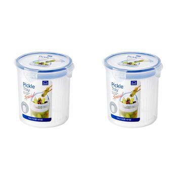 2PK LocknLock 1.4L Classic Round Food Container w/ Draining Basket - Clear
