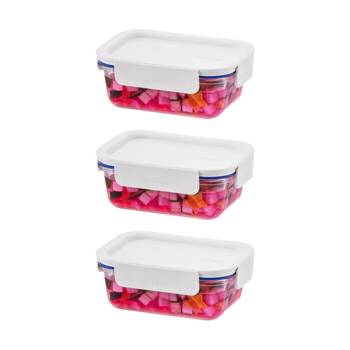 3PK LocknLock Clear Glass Food Storage Container Microwave Safe 160ml White Lid
