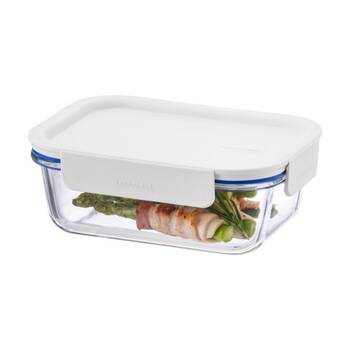 LocknLock Clear Glass Food Storage Container Microwave Safe 630ml White Lid