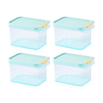 4PK LocknLock Freezer Fit Food Storage Container Microwave Safe 750ml Blue Lid