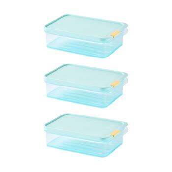3PK LocknLock Freezer Fit Food Storage Container Microwave Safe 1.05L Blue Lid