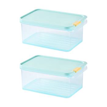 2PK LocknLock Freezer Fit Food Storage Container Microwave Safe 1.65L Blue Lid