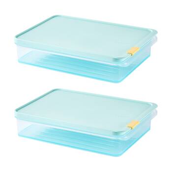 2PK LocknLock Freezer Fit Food Storage Container Microwave Safe 2.2L Blue Lid
