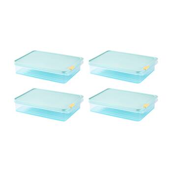 4PK LocknLock Freezer Fit Food Storage Container Microwave Safe 2.2L Blue Lid