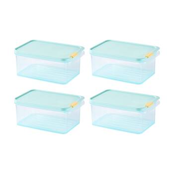4PK LocknLock Freezer Fit Food Container Microwave Safe w/15ml Divider 1.65L Blue