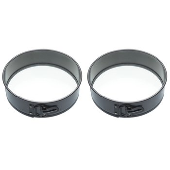 2x Mastercraft 25cm Springform Non-Stick Round Glass Base Cake Pan - Black
