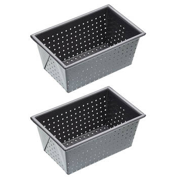 2x Mastercraft 16x10cm Crusty Bake Non-Stick Box Sided Loaf/Bread Pan - Black