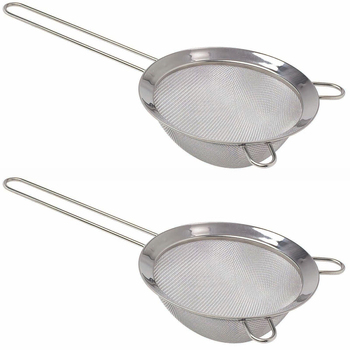2x Cuisena Stainless Steel 20cm Strainer w/ Long Handle - Silver