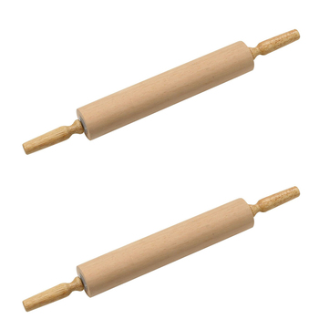 2x Cuisena 617g Wood Dough Rolling Pin Roller Stick - Cream