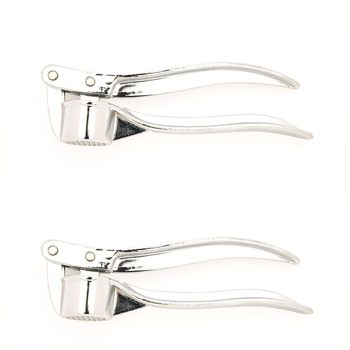 2x Cuisena Aluminium Garlic Press Masher Squeezer - Silver