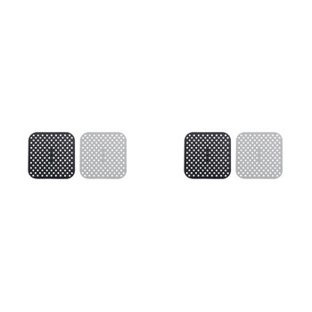 2PK 2pc Cuisena Air Fryer Silicone Square Mat Black & Grey 18.5cm