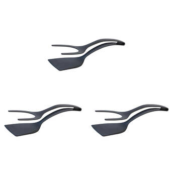 3PK Cuisena 2-in-1 Nylon Grip & Flip Spatula Kitchen Flipper 30.5x8cm Black