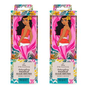 2PK Disney Moana Flexible Wide Toothed Detangling Paddle Hair Brush Pink