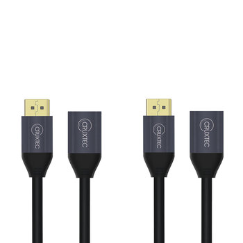 2PK Cruxtec Displayport1.4 Extension 8K 60Hz Cable 50cm Male to Female - Black