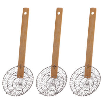 3PK D.Line Stainless Steel Deep Frying Wire Skimmer - Natural