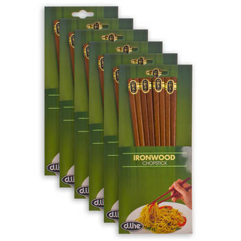 6x 4pc D.Line Ironwood Chopsticks Set Food Noodles Utensil - Brown