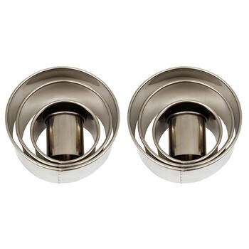 2x 4pc Daily Bake Deep Stainless Steel Round Plain Cutter Set - Silver