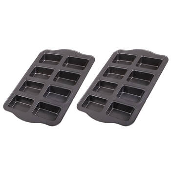 2PK Daily Bake Professional 8-Cup Mini Loaf Pan Non-Stick - Black