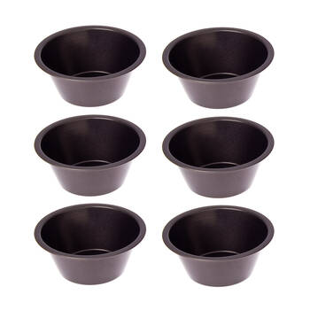 6PK Daily Bake Non-Stick Deep Pie Dish Bakeware 12x5cm - Black