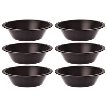 6PK Daily Bake Non-Stick Round Pie Dish Bakeware 12cm - Black