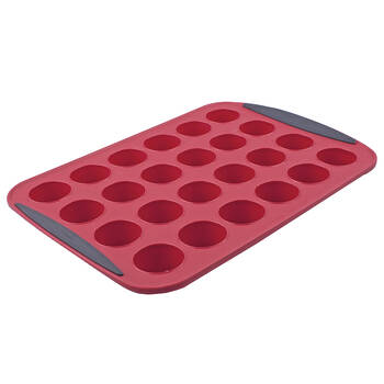 Daily Bake Silicone 24-Cup Mini Muffin Pan Bakeware - Red
