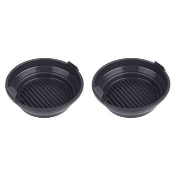 2PK Daily Bake Silicone Round Collapsible Air Fryer Basket 22cm - Charcoal