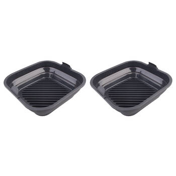 2PK Daily Bake Silicone Square Collapsible Air Fryer Basket 22cm - Charcoal