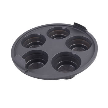 Daily Bake Silicone Round Collapsible Air Fryer 5-Cup Muffin Pan 22cm Black