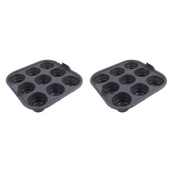 2PK Daily Bake Silicone Square Collapsible Air Fryer 9-Cup Mini Muffin Pan 22cm