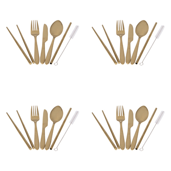 4x 6pc Appetito Stainless Steel Traveller's Cutlery Set Assorted