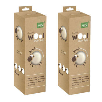 2x 3pc Grand Fusion All Natural Wool Dryer Balls Set - White