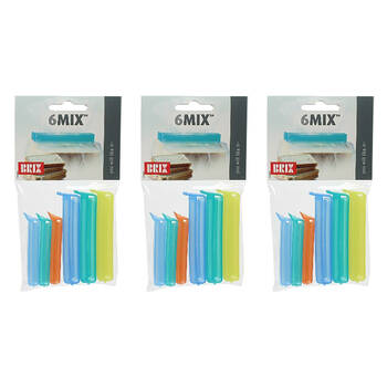 3x 6pc Brix 6mix Bag Closures Sealing Clip Set - Assorted