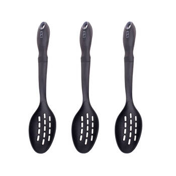 3PK Edge Design Nylon Slotted Spoon Kitchen Cooking Utensil 35cm - Black