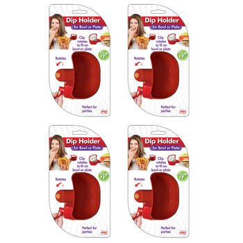 4PK Jokari Silicone Dip Holder Clip For Bowl/Plate - Red