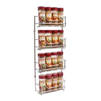 Entrée 4-Tier Wall Mount Spice 16 Bottle Rack Organiser - Chrome
