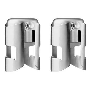 2PK Bartender Stainless Steel Champagne Bottle Resealer - Silver