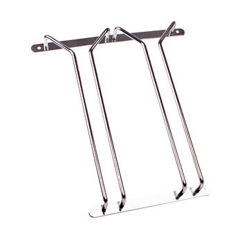 Bartender Chrome Plated Undershelf Twin Glass Stemware Rack 28cm - Silver