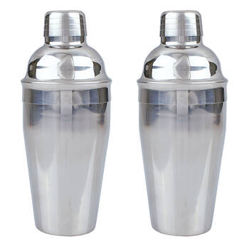 2PK Bartender Stainless Steel Cocktail Shaker 550ml - Silver